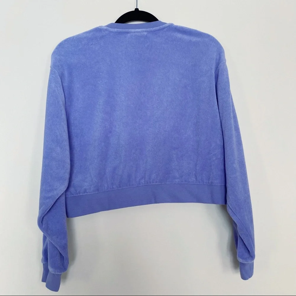 Nike terrycloth cropped embroidered crewneck sweatshirt lilac purple XS - Picture 6 of 6